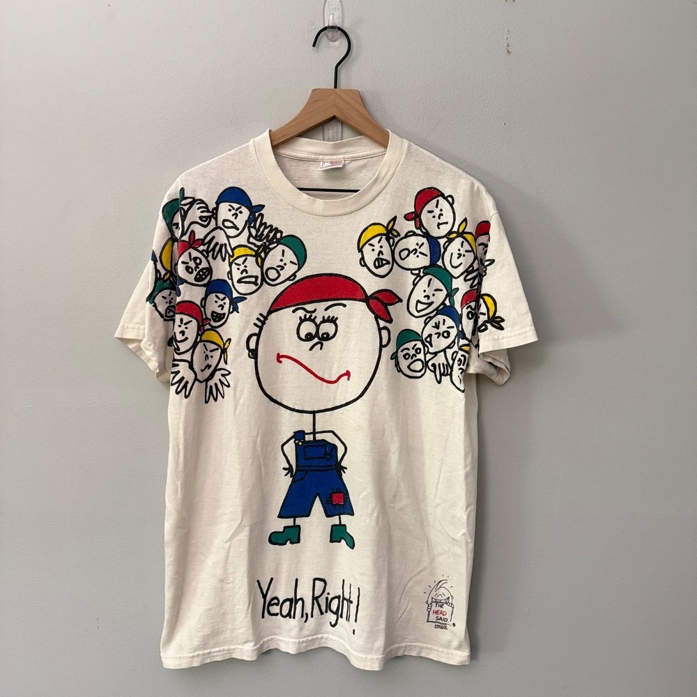 Vintage 90s Freeze T-Shirt Head Said Cartoon "Yeah, Right" Attitude Sz Large